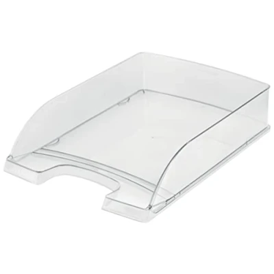 Abbildung von Leitz Briefkorb Standard A4, 5er Pack, Transparente Briefablage in Premium Qualität, Stapelbare Ablagefächer als Schreibtisch Organizer, Kombinierbar mit Plus Serie, Grau, 52260092