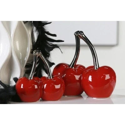 Abbildung von GILDE Dekofigur Gilde, &quot;Double Cherry&quot; aus Keramik rot/silber glasiert 36439