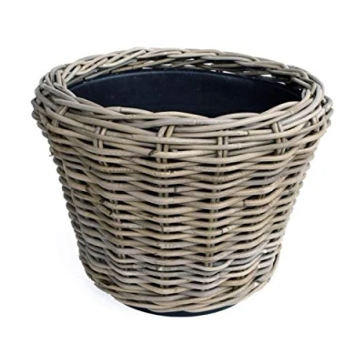 Abbildung von Van der Leeden Blumentopf Blumenkorb Pflanzkübel Rattan Weide Sylter Korb Drypot (1 St), 43x33 cm, Rattan, 20 L, Naturprodukt, incl. Kunststoffeimer