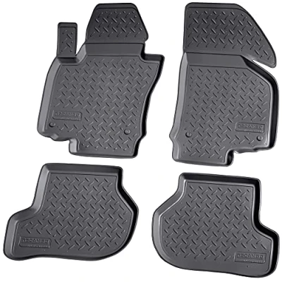 Abbildung von Recambo 3D Gummi Fußmatten kompatibel für VW Golf 5 + 6 2003 2012 Auto Gummimatten Passgenau mit Rand schwarz