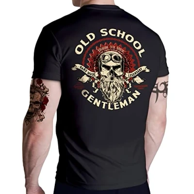 Abbildung von GASOLINE BANDIT® T Shirt für Biker Racer Motorrad Fans: Old School Gentleman