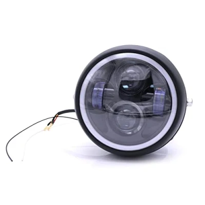 Abbildung von POCHY Motorrad Scheinwerfer Für Dc 12v Roller Refit Kopf Lampe Retro Schwarz Front Licht Motor Vintage Universal