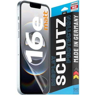 Abbildung von 2x se® 3D SCHUTZFOLIE Entspiegelt für iPhone 16e, Anti Glare, 100% Fingerabdruck &amp; FaceID kompatibel, einfache blasenfreie Installation, Matt, Stoß Kratzfest TPU Material, aus Deutschland