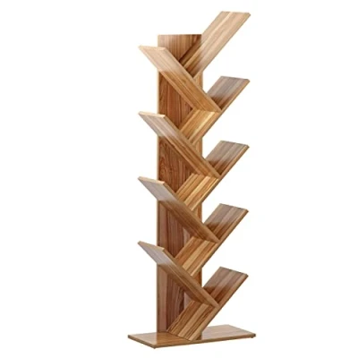 Abbildung von BRIGROS La voglia di fare Wehome Bücherregal aus Holz, geeignet für Wohnzimmer, Eingang und Schlafzimmer, vertikales mit modernem elegantem Design, Maße 50 x 25 141 cm (Naturholz)