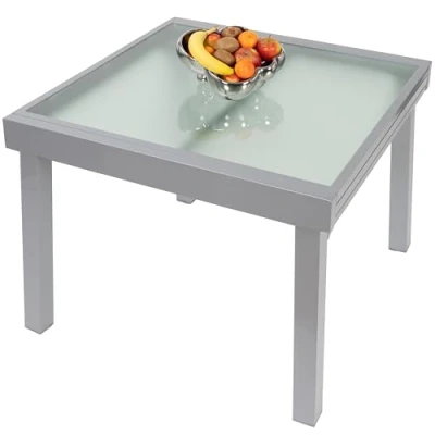 Abbildung von ib style Diplomat Gartentisch Quadro Aluminium SILBERMATT Premium Ausziehtisch 90 180 cm