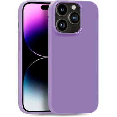 Abbildung von MyGadget Hülle kompatibel mit iPhone 14 Pro robuste Silikon Schutzhülle TPU Case Slim Silikonhülle Back Cover Ultra Kratzfest Handyhülle matt Lila Dunkel