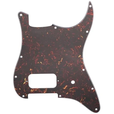 Abbildung von Musiclily Pro 11 Löcher Strat Pickguard 1 Humbucker Gitarren Schlagbrett für Fender USA/Mexico Tom Delonge Style E Gitarre, 4 lagig Tortoise Shell