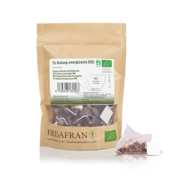 Abbildung von FRISAFRAN Umweltfreundlicher energetisierender Oolong Tee in Pyramiden 60Uds 120g entschlackend Verjüngung Authentischer blauer Kräuteraufguss antioxidativ
