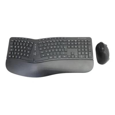 Abbildung von Conceptronic ORAZIO02DE Ergo Kabelloses Set aus ergonomischer Tastatur und vertikaler Maus, deutsches Layout, Schwarz