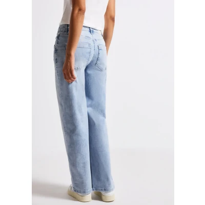 Abbildung von Street One Bleached WIDE Jeans Straight Leg, Damen, Größe: 33x30, Blau