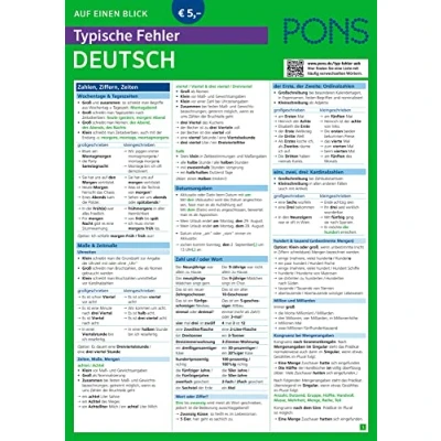 Abbildung von PONS Typische Fehler Auf einen Blick Deutsch So vermeiden Sie die häufigsten sprachlichen Fettnäpfchen!: kompakte Übersicht, effizient (PONS Blick)