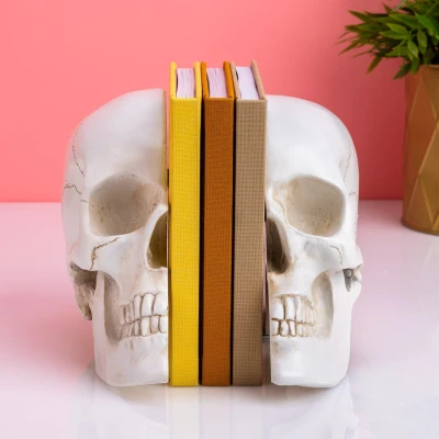 Abbildung von Schädel Buchstützen (Set von 2)