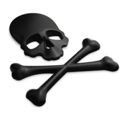 Abbildung von Garage SixtySix Metall Emblem Aufkleber Skull with Bones/Totenkopf mit Knochen Schwarz