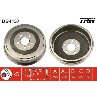 Abbildung von TRW DB4157 Bremstrommel PEUGEOT: 806, CITROËN: Evasion