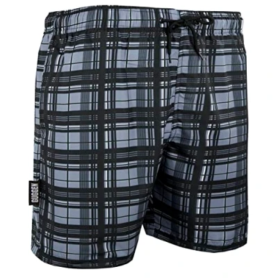 Abbildung von GUGGEN Mountain Badeshorts Badehose Herren 1862 Boardshorts Schwimmhose mit Kordelzug Beachshorts Männer grau kariert