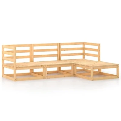 Abbildung von vidaXL Garten Lounge Set 4 TLG., Gartenmöbel Sitzgruppe für Terrasse Balkon, Modular Sofa Garnitur Loungemöbel, Massivholz Kiefer