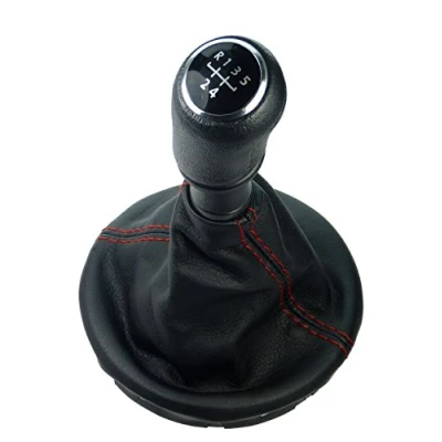 Abbildung von L &amp; P Car Design L&amp;P A262 4 Schaltsack Schaltmanschette Schwarz Rot Schaltknauf 5 Gang kompatibel mit VW T5 Knauf Schaltknopf Rahmen Komplettset Plug Play Ersatzteil für 7H0711113