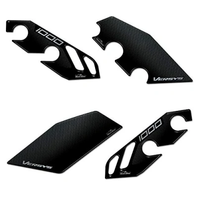 Abbildung von Resin Bike Aufkleber für Motorrad Kompatibel mit Kawasaki Versys 1000 2019 2020. Einstiegsleistenschutz vor Stößen und Kratzern. Paar 3D Harzklebstoff Stickers Made in Italy