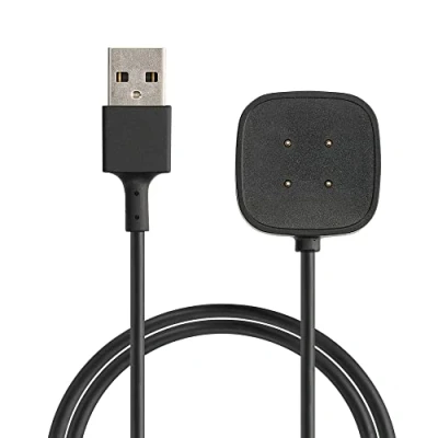 Abbildung von kwmobile USB Kabel Charger kompatibel mit Fitbit Versa 4 / Sense 2 3 Ladekabel Smart Watch Ersatzkabel Fitnesstracker Aufladekabel in Schwarz