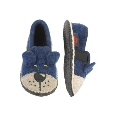 Abbildung von Beck Warmfutter Teddy Hausschuh für Kinder, Größe: 23, Dunkelblau Schuhe