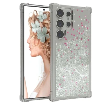 Abbildung von EAZY Case Glitzer Hülle kompatibel mit Samsung Galaxy S24 Ultra Handyhülle für Silikon leichtes Shiny Cover stoßfestes Phone als Fallschutz in Silber