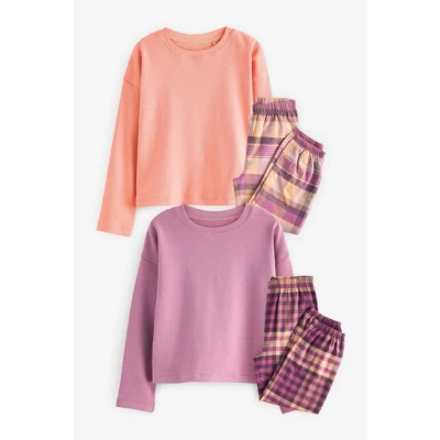 Abbildung von Next Check 2 PACK Regular FIT Nachtwäsche Set für Kinder, Größe: 104, Purple white