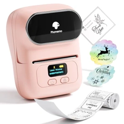 Abbildung von Phomemo M110 Tragbarer Etikettendrucker Beschriftungsgerät Selbstklebend, Labeldrucker Bluetooth Thermo Label Maker,für Barcode,Einzelhandel,Foto,Kleidung,für Android &amp; iOS Rosa