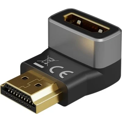 Abbildung von goobay 72011 HDMI Winkeladapter 270 vertikal/Winkelstecker 8K @ 60 Hz und 4K 120 Stecker auf Buchse 48 Gbits Verlängerung Adapter/HDR, ARC, vergoldet