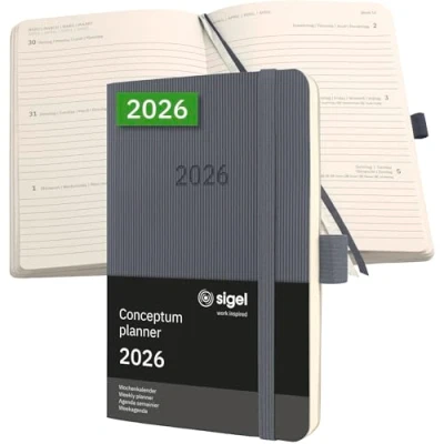 Abbildung von Sigel Wochenkalender Conceptum ca. A6 Softcover dunkelgrau 2026