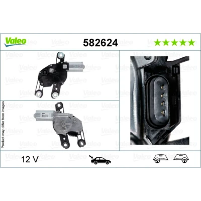 Abbildung von VALEO 582624 Scheibenwischermotor 12 hinten für Links /Rechtslenker VOLKSWAGEN: Passat B8 Variant, Touran II, Polo VI