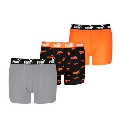 Abbildung von PUMA Boy&#039;s Elements Boxer, Grey/orange, 122/128 (3er Pack)