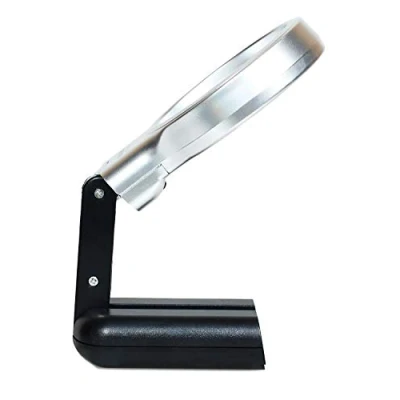 Abbildung von HIMRY Designed Lupe mit LED Licht und Standfunktion, 3x Vergrößerung Funktionale Beleuchtung Standfunktion für Senioren usw, 3 Fach Vergrößerung, Schwarz, KXD3020 black