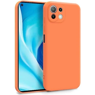 Abbildung von MyGadget Hülle für Xiaomi Mi 11 Lite 5G Zweilagige Handyhülle mit Kameraschutz Cover Innenfutter &amp; Silikon außen Orange