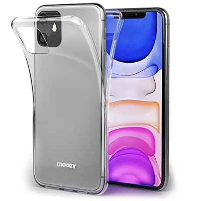 Abbildung von Moozy 360 Grad Hülle für iPhone 11 Vorne und Hinten Transparenter TPU Ultra Dünne Weiche Silikon Handyhülle Case