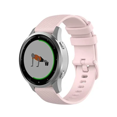 Abbildung von Yikamosi Kompatibel mit Garmin Vivoactive 4S Armband,18MM Schnellverschluss Weiches Silikon rostfreiem Metallverschluss Ersatzbänder für 4S/Vivomove 3S,Rosa