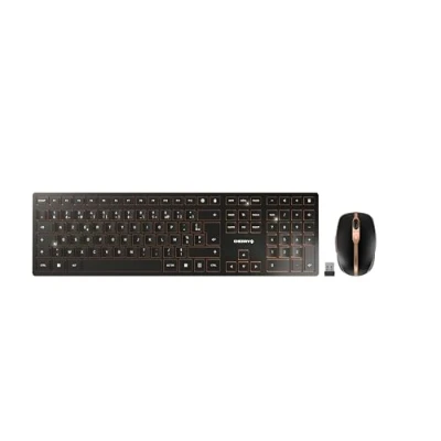 Abbildung von CHERRY DW 9100 SLIM, Kabelloses Tastatur und Maus Set, Belgisches Layout (AZERTY), Bluetooth &amp; 2,4 GHz Funk, Leise Tasten, Wiederaufladbar, Schwarz Bronze