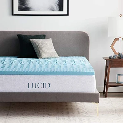 Abbildung von LUCID Matratzenauflage mit 5 Zonen, Gel Memoryschaum, cm, Memory Schaum, blau, Einfach (90 x 190 cm)