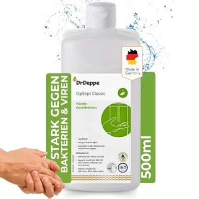 Abbildung von Dr Deppe OpSept Classic Handdesinfektionsmittel 500ml, alkoholhaltiges Desinfektionsmittel für Hände zur effektiven hygienischen und chirurgischen Händedesinfektion