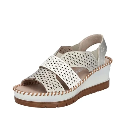 Abbildung von Rieker Plateausandalette, Damen, Größe: 38, Metallic Schuhe
