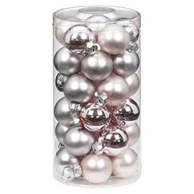 Abbildung von Magic Weihnachtskugeln Glas 4cm, 30 Stück Christbaumkugeln Deko Weihnachten Farbe: Soft Simplicity (zartrosa grau)