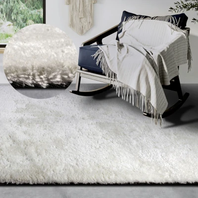 Abbildung von Hanse Home Olaf Teppich Flauschiger Hochflor Wohnzimmerteppich Einfarbig Weich Pflegeleicht Langflor für Wohnzimmer, Esszimmer, Schlafzimmer, Kinderzimmer Ivory Weiß, 80x150cm