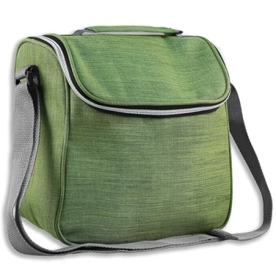 Abbildung von Kühltasche mit Schultergut Thermotasche Picknicktasche Faltbare Isoliertasche für Getränke Größe 23 x 16 22 cm (L/B/H), Farbe Grün