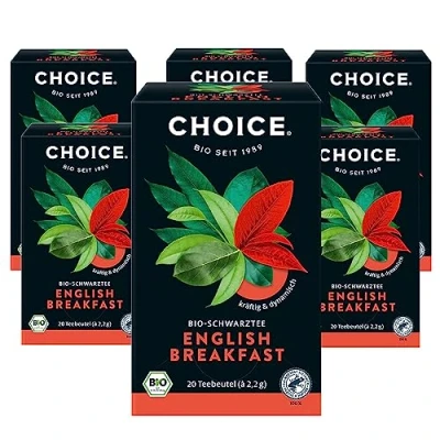 Abbildung von CHOICE English Breakfast, Bio Schwarztee, Kräftig &amp; Dynamisch, Handverlesen, 6x20 Teebeutel (120 Beutel insgesamt)