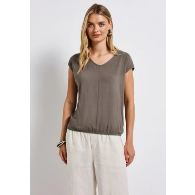 Abbildung von Street One Vneck Tshirt basic, Damen, Größe: 40, Braun