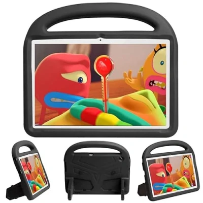 Abbildung von Kinderhülle für Huawei MediaPad T5 10,1 Zoll, Tablet Hülle kinderfreundlich, leicht, Griff mit Ständer, weicher EVA Schaum, stoßfeste Schutzhülle, Schwarz