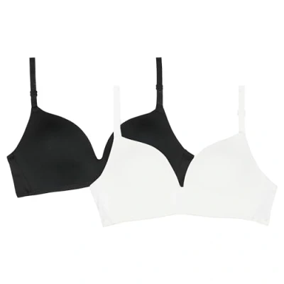 Abbildung von Dim 2er Pack Gepolsterter BH für Mädchen ohne Bügel seamless unsichtbar unter der Kleidung, Schwarz/Weiß, 65B