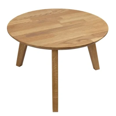 Abbildung von Kleiner Couchtisch Eiche 50x50x35cm Minimalistisch Rund Beistelltisch Holz Nachttisch auf Holzbeinen Tisch Holztisch Wohnzimmertisch
