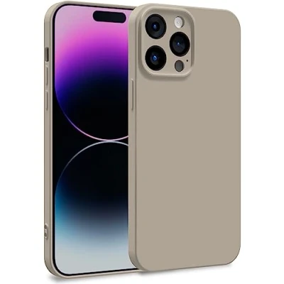 Abbildung von MyGadget Hülle kompatibel mit iPhone 14 Pro Max Zweilagige Handyhülle Kameraschutz Cover Innenfutter &amp; Silikon außen Grau