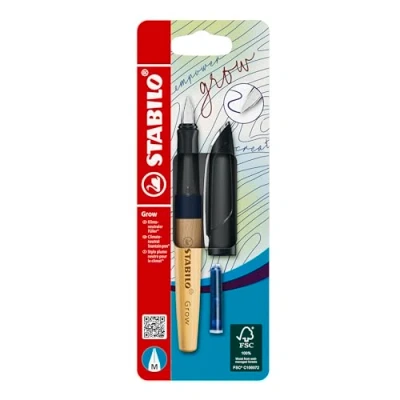 Abbildung von STABILO Klimaneutraler Füller Grow in blaubeerblau/Buche Einzelstift inkl. Patrone blau (löschbar)