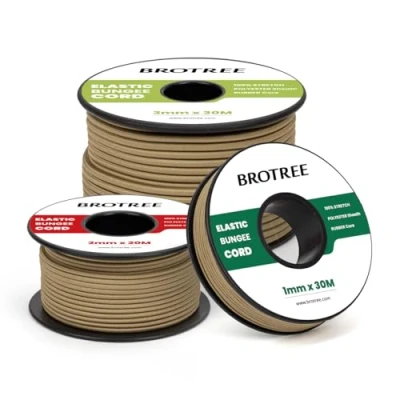 Abbildung von Brotree Gummischnur Gummikordel 3mm x 20m Gummiseil Gummiband Elastische Schnur für DIY, Handwerk, Schmuck, Armbänder, Halsketten, Zelt, Rucksack Khaki